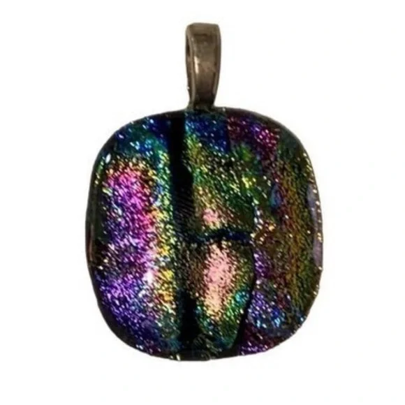 Stunning Dichroic Glass Pendant | Northern Lights Inspired Handmade Jewelry - Picture 2 of 5
